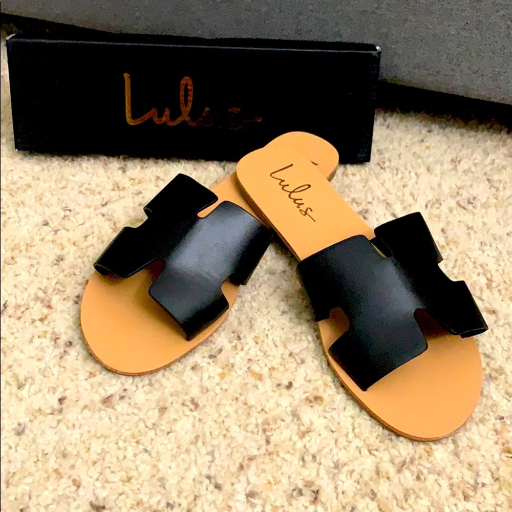 Black Slip On Sandals